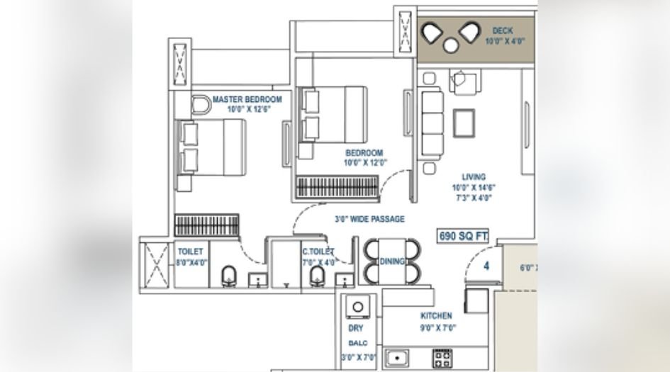 Swaroop-Grandeur-2BHK-690sqft-unit-Plan
